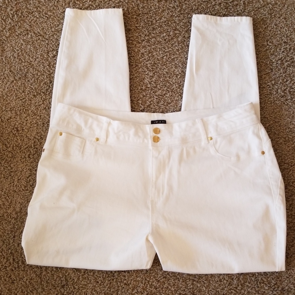 IMAN Global Chic White Skinny Jeans